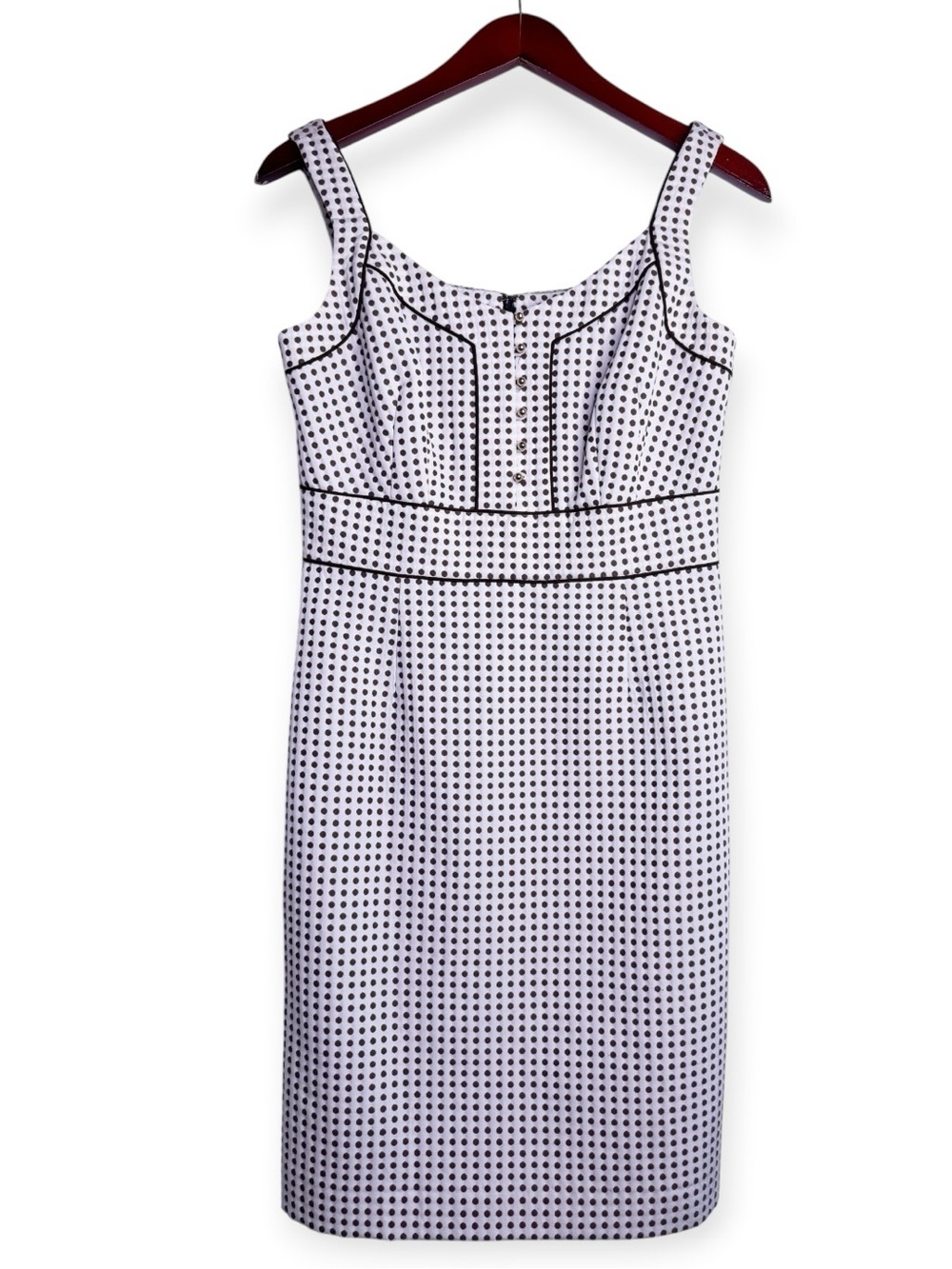 ANTONIO MELANI Sleeveless Woven Dot Dress Size 6 in Ivory Chocolate Brown